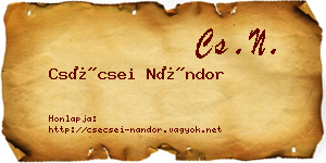 Csécsei Nándor névjegykártya